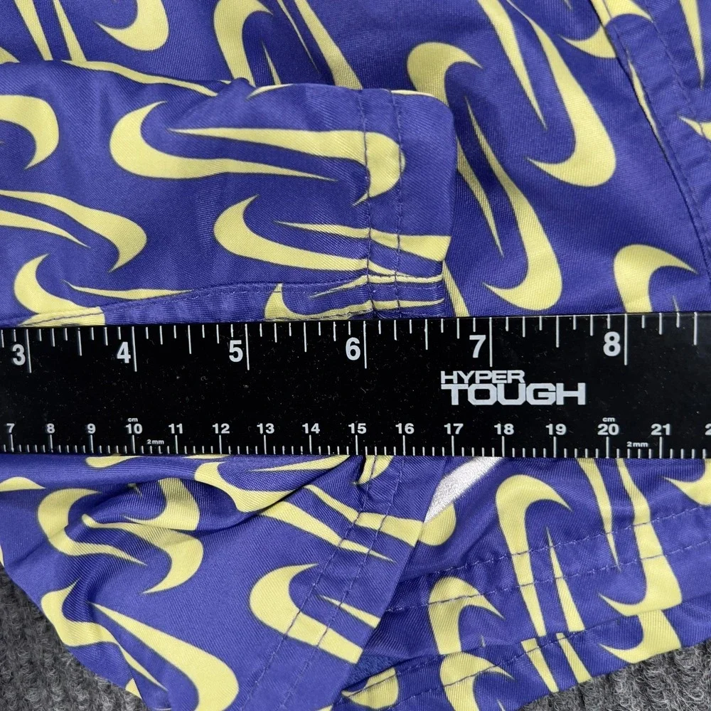 Nike Swim Trunks Shorts Mens Small Blue Geometric Swoosh Lined Pool Beach Ocean